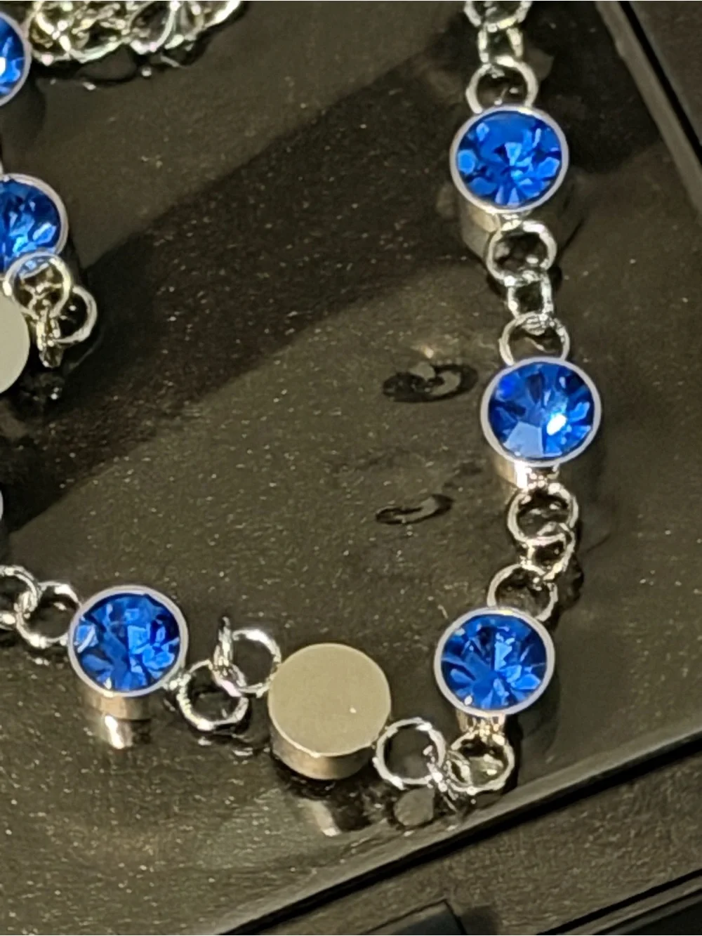 Silver Bracelet with Blue Crystal Accents - Women Jewelry